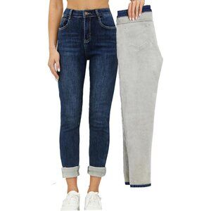 Women's Fleece Lined Thick Skinny Denim Winter Jeans High Rise